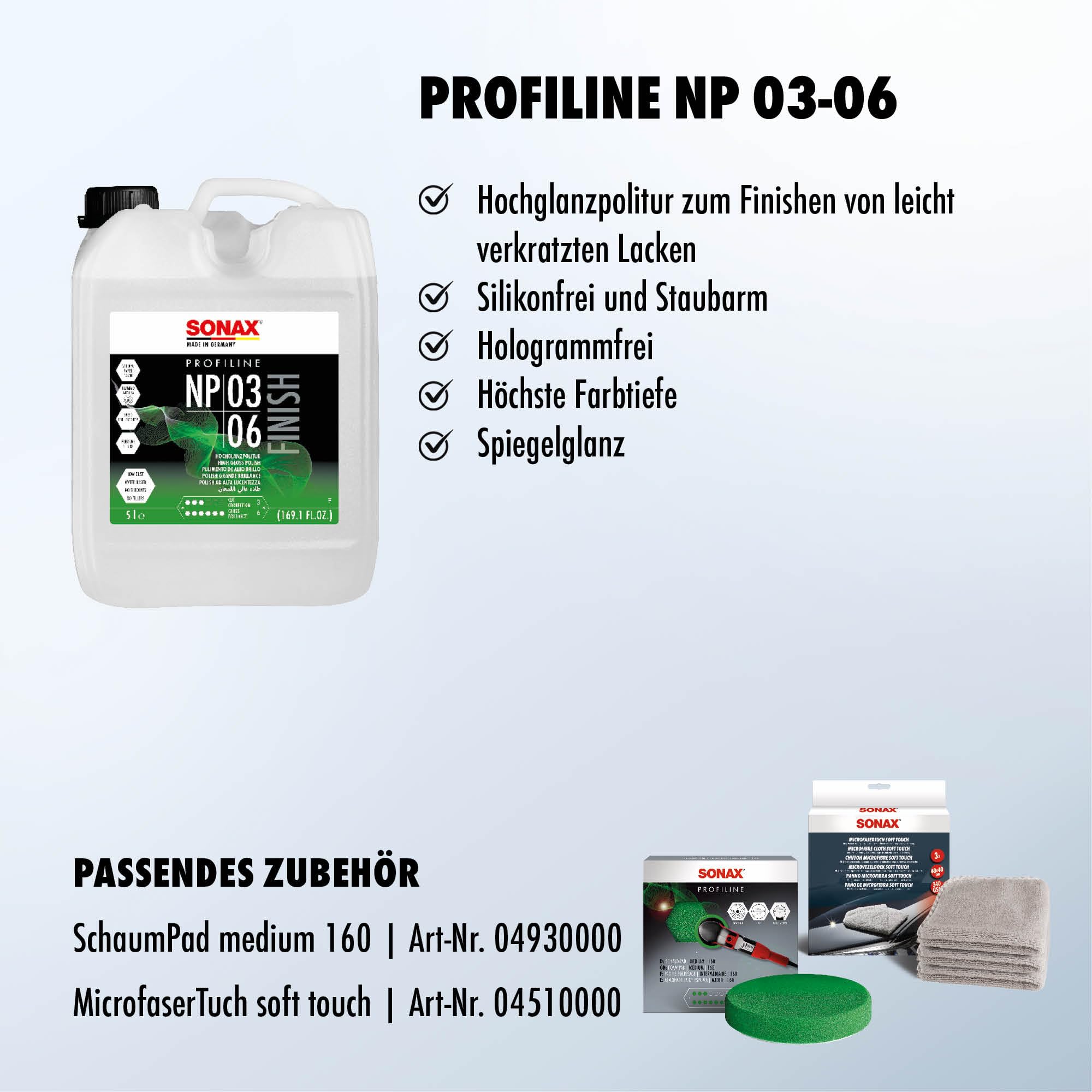 SONAX PROFILINE NP 03-06 (5 Liter) zum professionellen Polieren von vermatteten und verkratzten Lacken. Silikonfrei | Art-Nr. 02085000