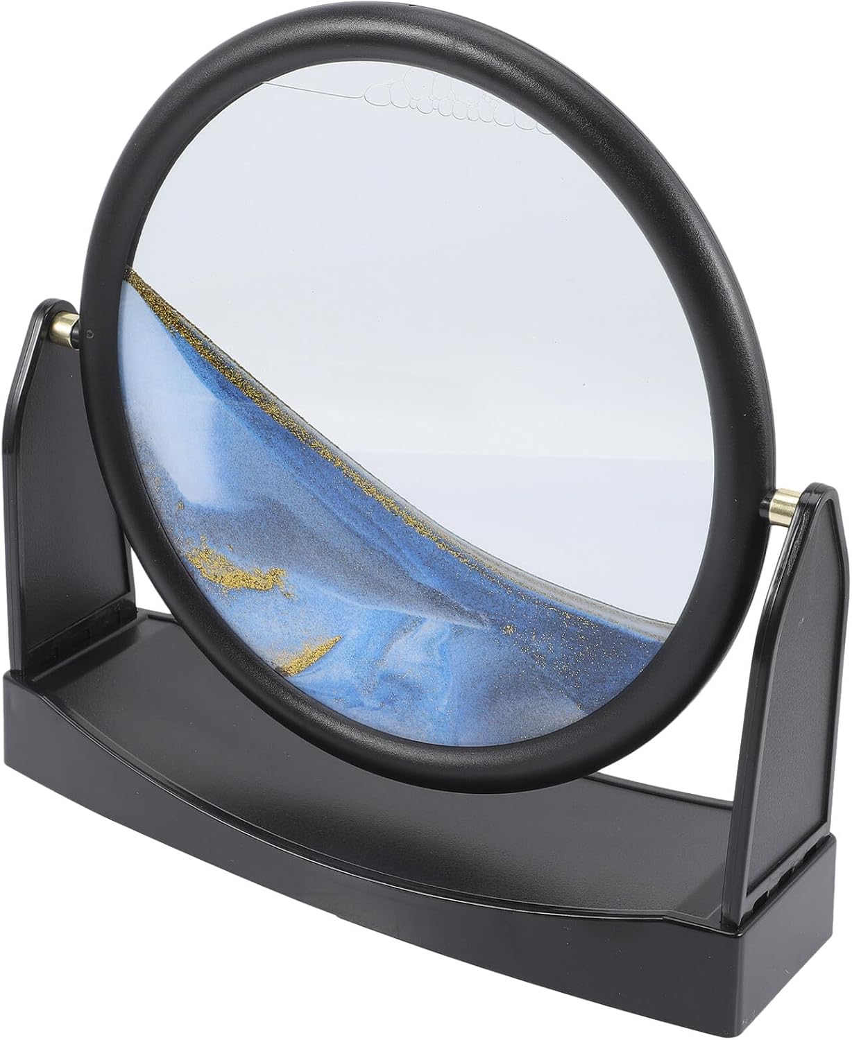 Levemolo Rotating Base Moving Sand Painting Ornament with Black Frame 250x60x250mm Sky Blue Flowing Sand Art Decor for Home Office Desktop Decoration