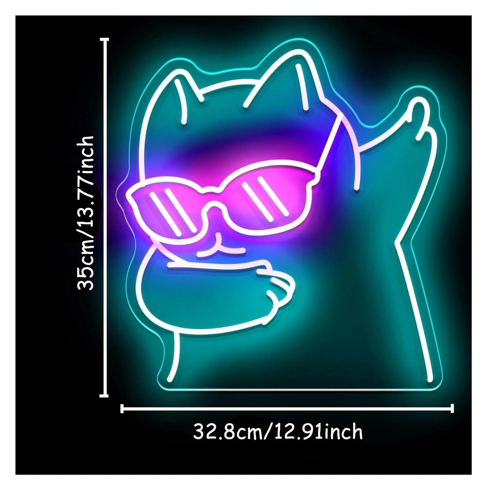 néon signe Néon Chat, Alimenté Par USB, Intensité Variable, Idéal Pour Les Cafés Pour Chats, Les Fêtes Et Les Salles De Jeux, Décoration Murale 35x32.8cm
