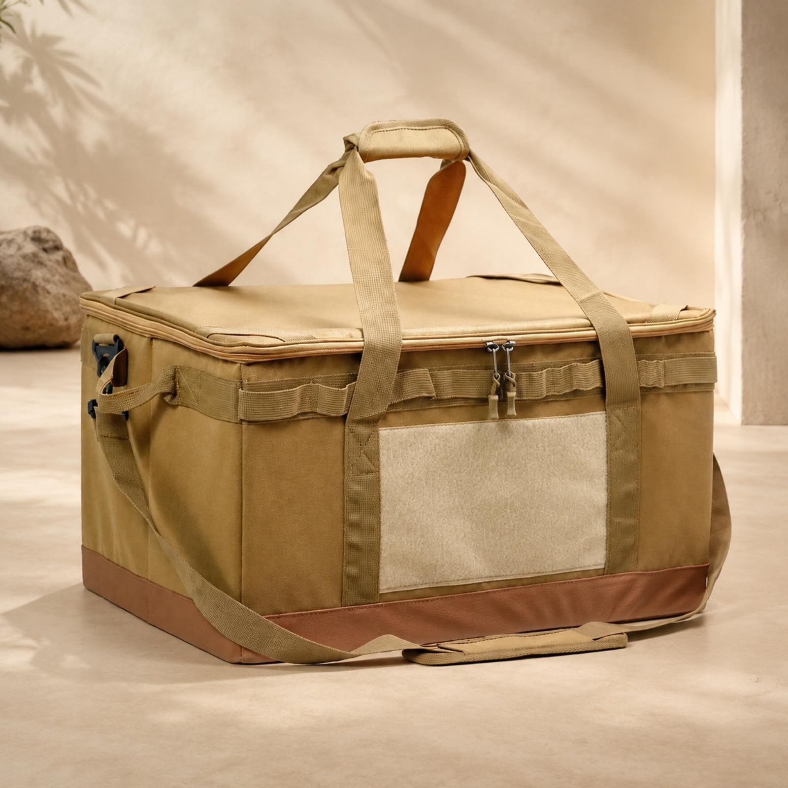 predolo Faltbare Camping-Aufbewahrungsbox mit 60 Liter Fassungsvermögen hartwandig faltbare Aufbewahrungsbox mit Deckel vielseitig einsetzbar für Campingplatz, Khaki