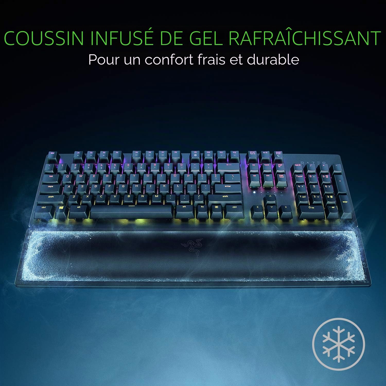 Razer Ergonomic Wrist Rest Pro for Full-Sized Keyboards: Cooling Gel Infused - Anti-Slip Rubber Base - Angled Incline - Classic Black