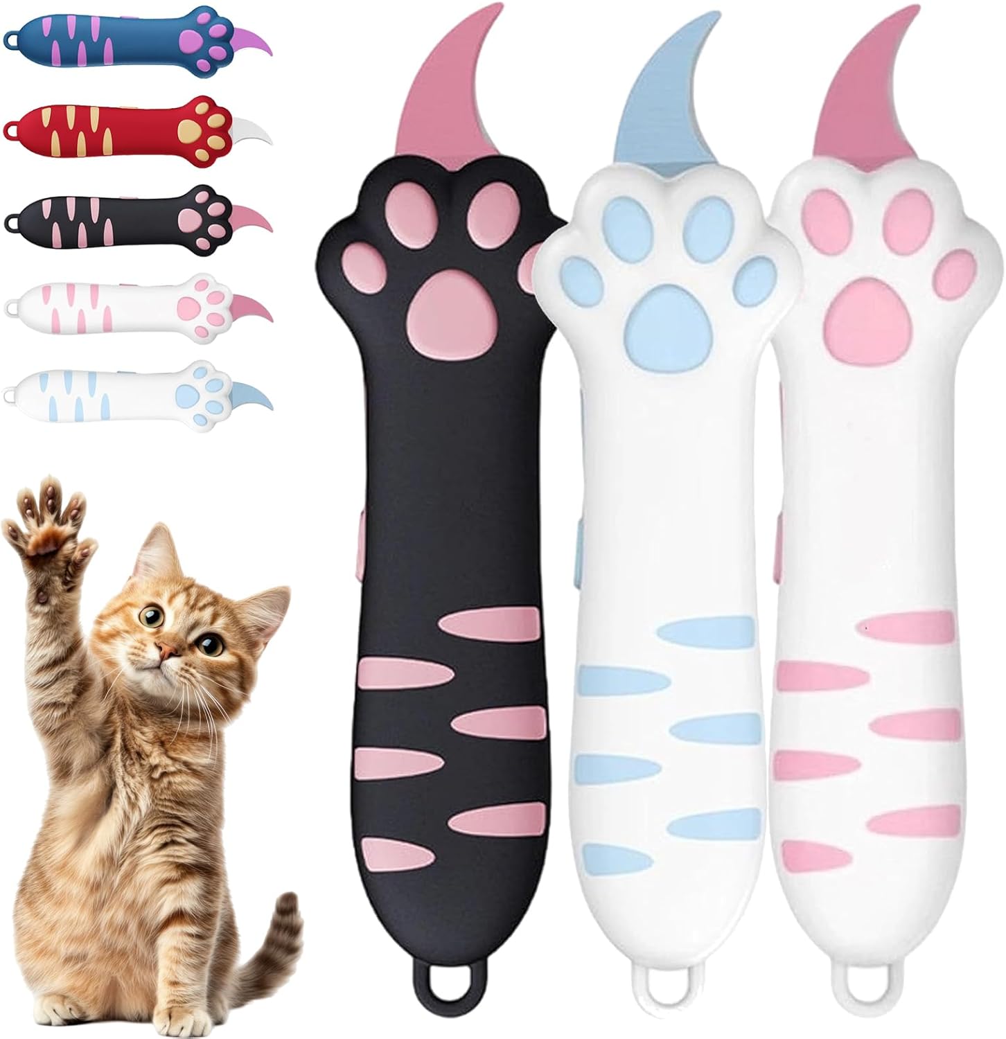 Cat Paw Box Cutter - 2026 New Retractable Cat Claw Knife Cute Cat Box Cutter, Multifunctional Mini Utility Knife, for Box Paper Opener, Gift Open, for Cats Lovers (3PCS-A)