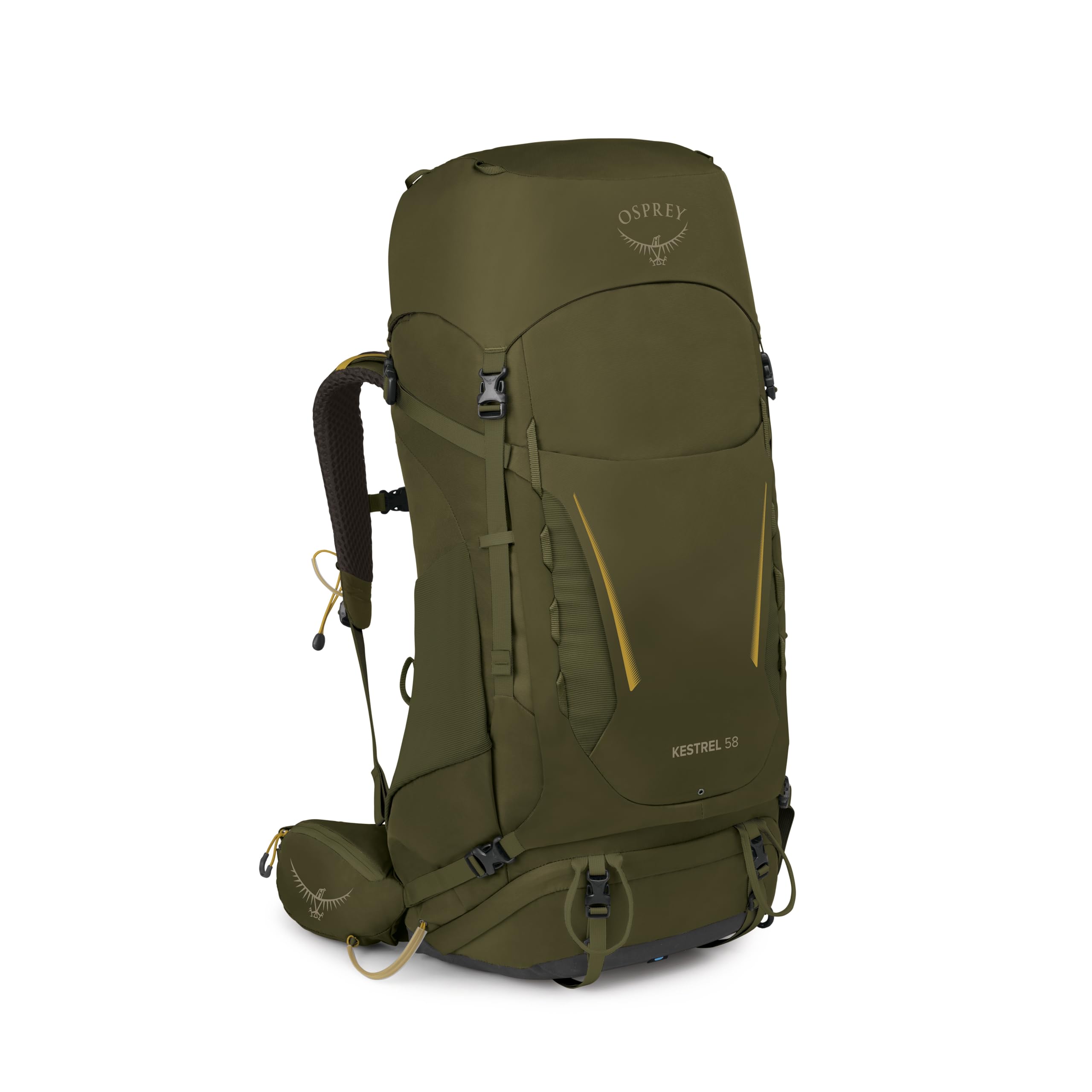 Osprey Kestrel 58L Men's Backpacking Backpack - Hiking &amp; Camping Bag with Waterproof Raincover, Moss Green, Small/Medium