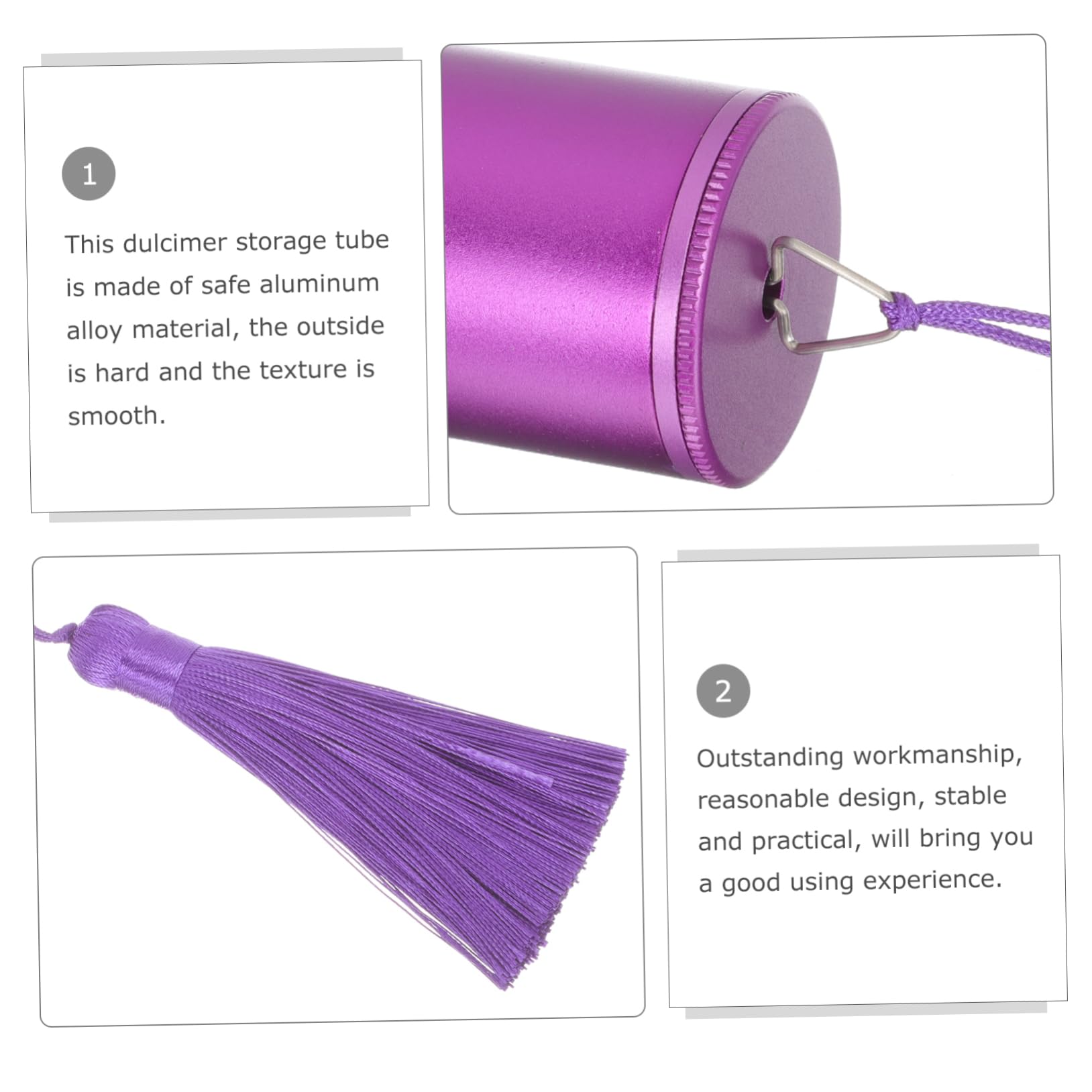 FAVOMOTO Dulcémele Instrument Parts Dulcimer Storage Candy Sleeve Sweet Tube Posters Step Purple Portable Aluminum Alloy Storage Box