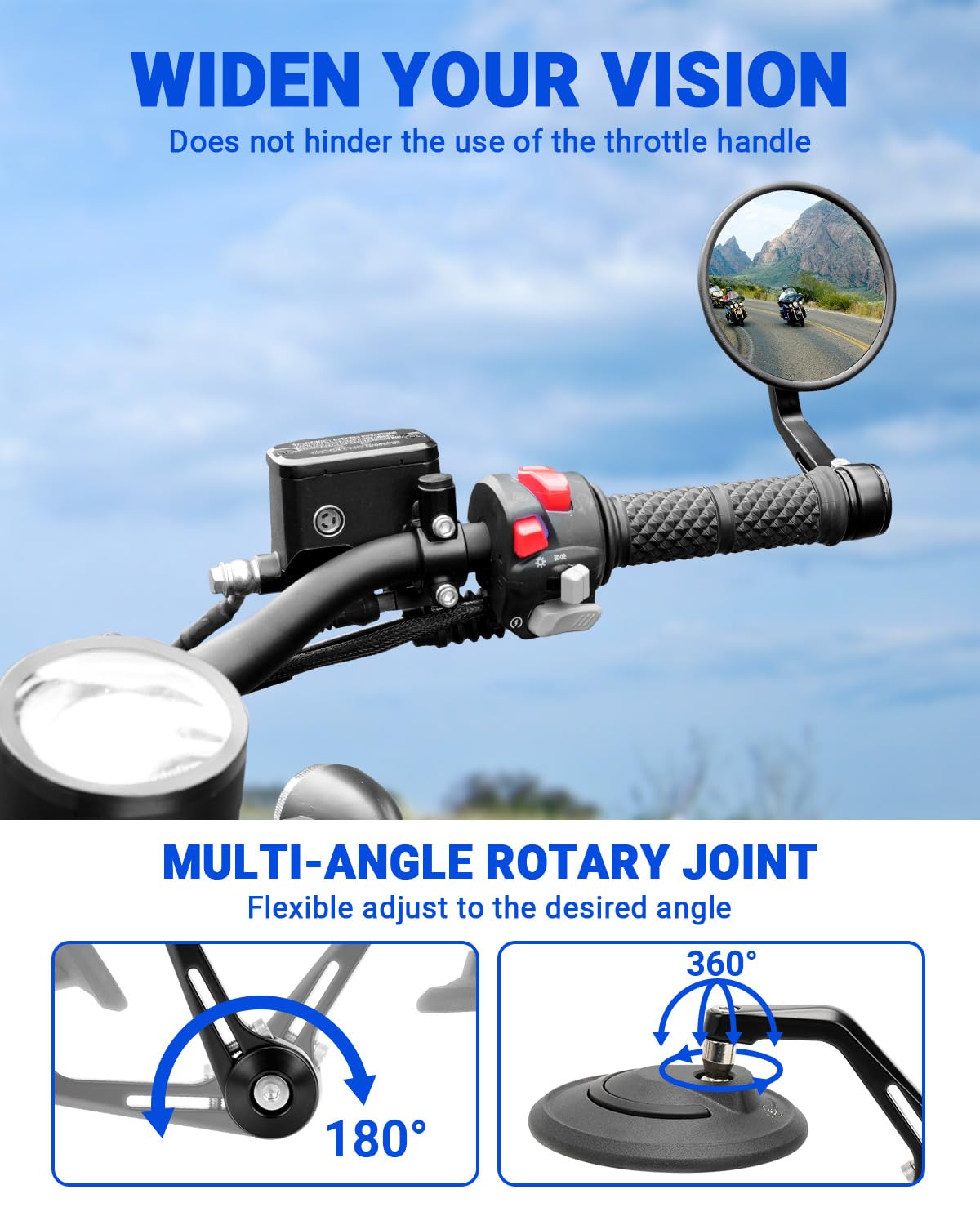 SUPAREE Specchietti Moto Manubrio Specchi Bar End Omologati Specchietti moto Omologati Rotondi per Motociclo Scooter Cruiser