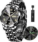 OLEVS Montres pour les hommes de luxe analogique Casual en acier inoxydable couple Hommes Montres Diamant Big Face Business Classique Simple Imperméable Montres de robe pour les Hommes de mode Hommes Montre Quartz Wrist Hommes avec la date
