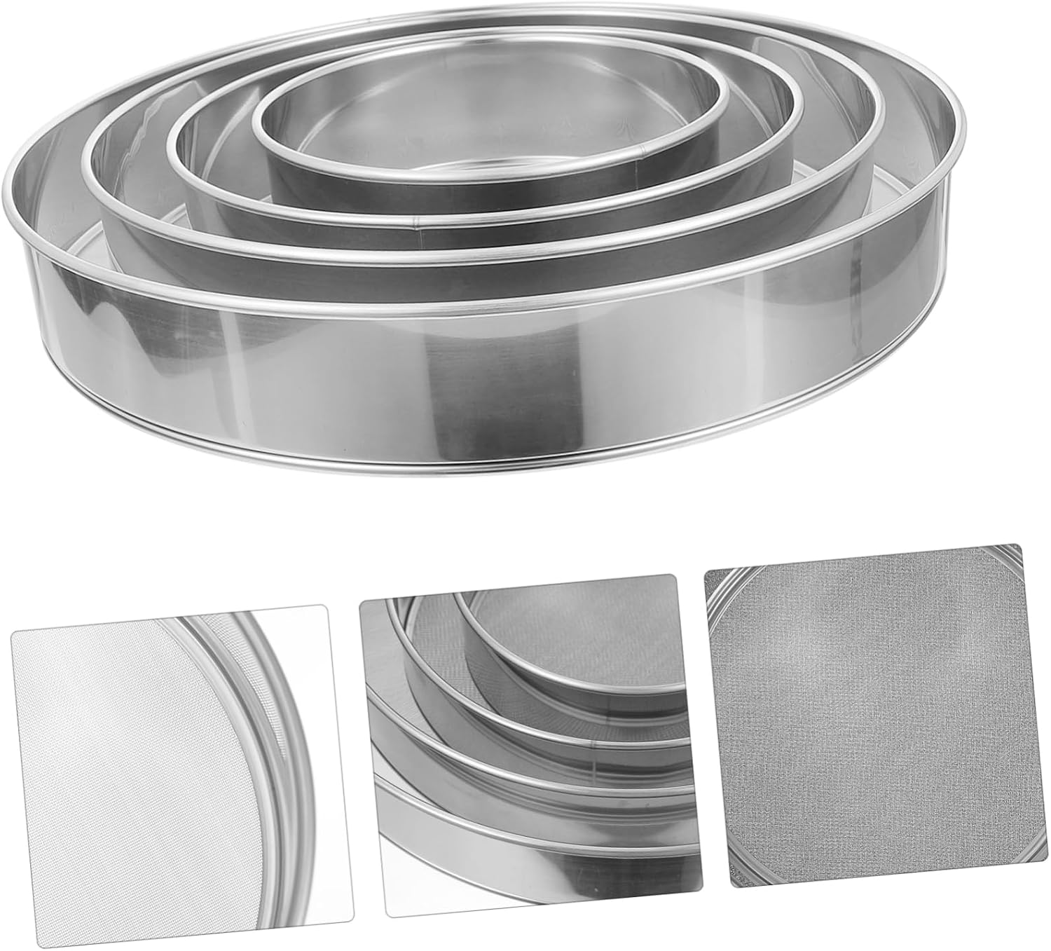 4pcs Fine Mesh Flour Sieve Mesh Strainers for Baking for Flour Powdered Sugar Tea Soybean Dishwasher Kitchen Tools