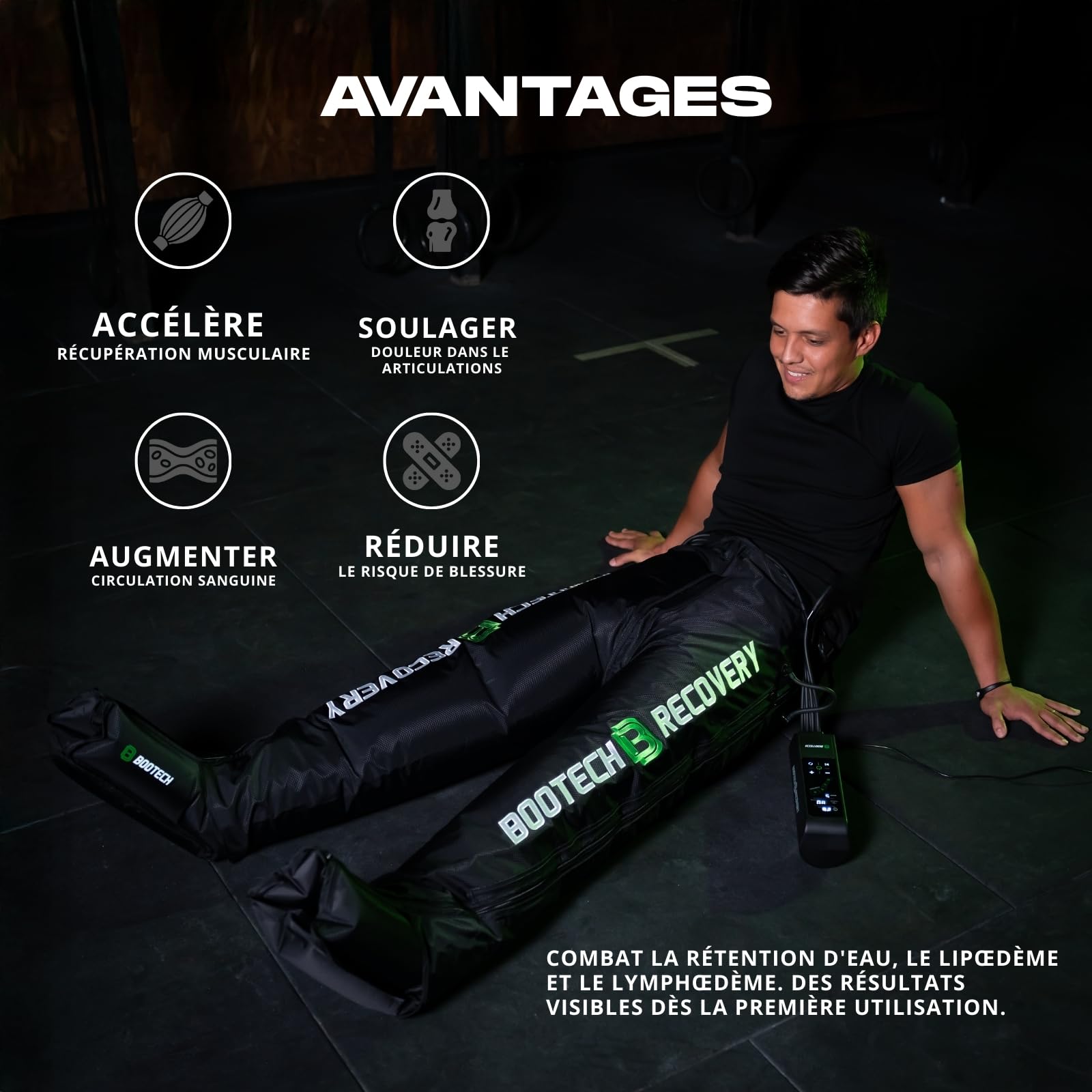 BOOTECH Pantalon de Pressothérapie pour la Maison, Masseur de Jambes et Pieds Fatigués, Améliore la Circulation, Récupération Musculaire, Drainage Lymphatique, Rétention d'Eau, Cellulite