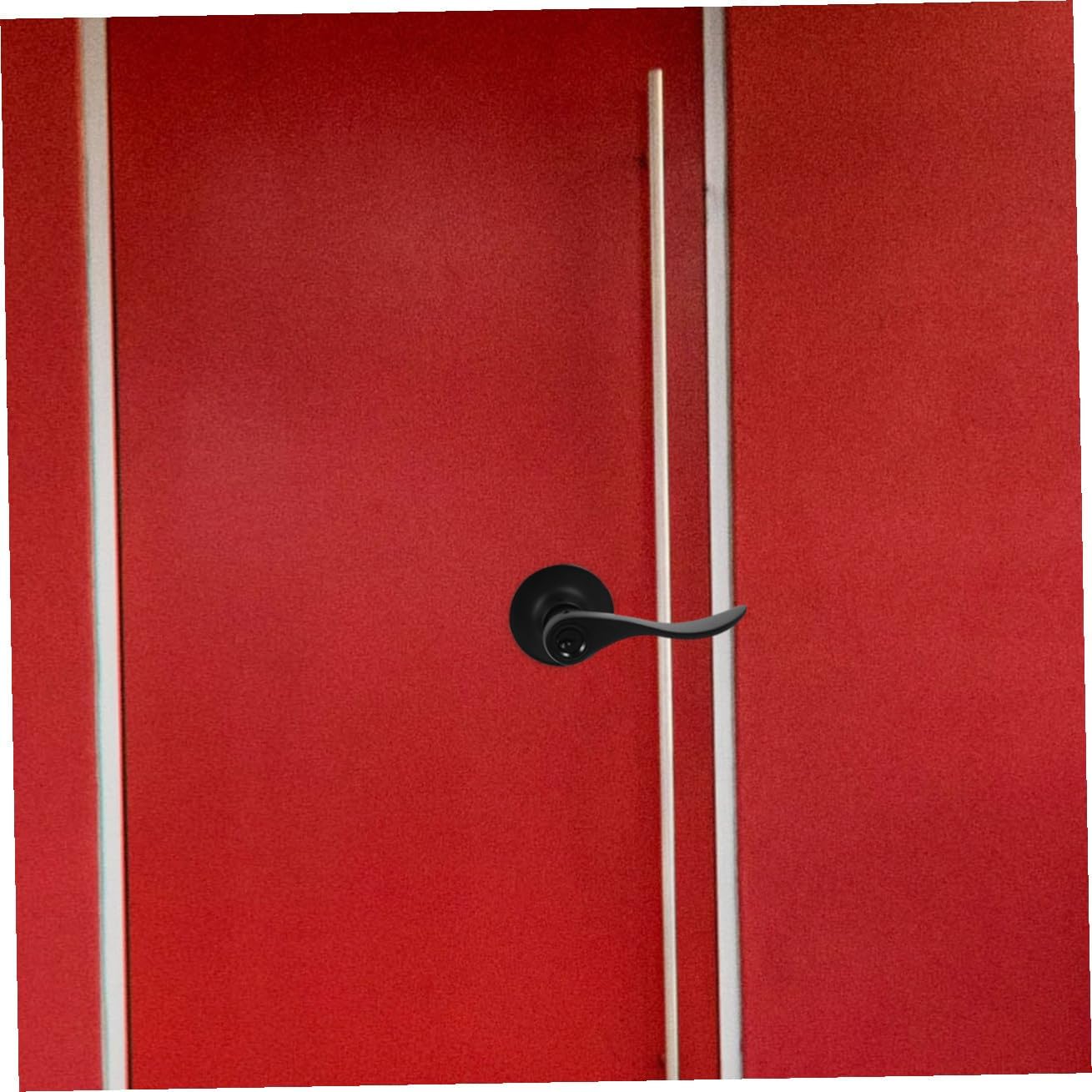 Alipis Privacy Door Lever Handle Lock for Bedroom and Bathroom Black Round Hole Interior Door Knob with Lock