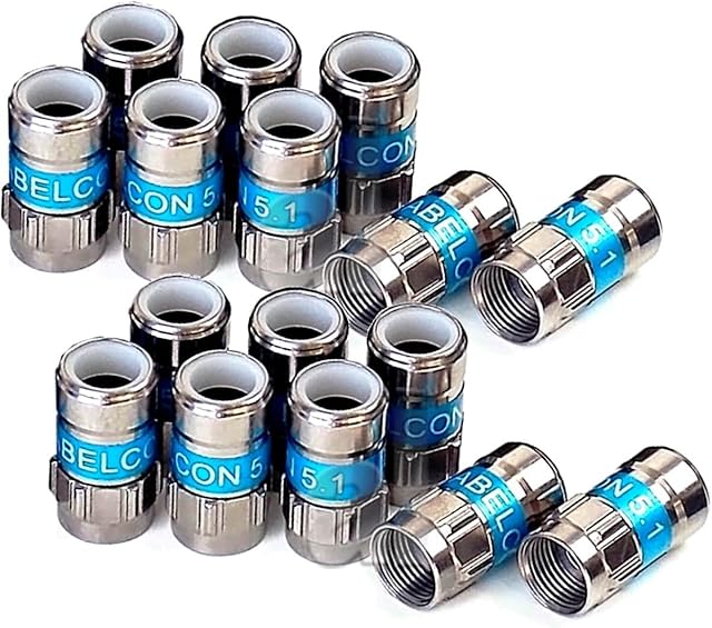 16 sztuk Cabelcon F-56 5.1 Self Install wtyczka kompresyjna F niebieska RG6 / 7 mm NiTin