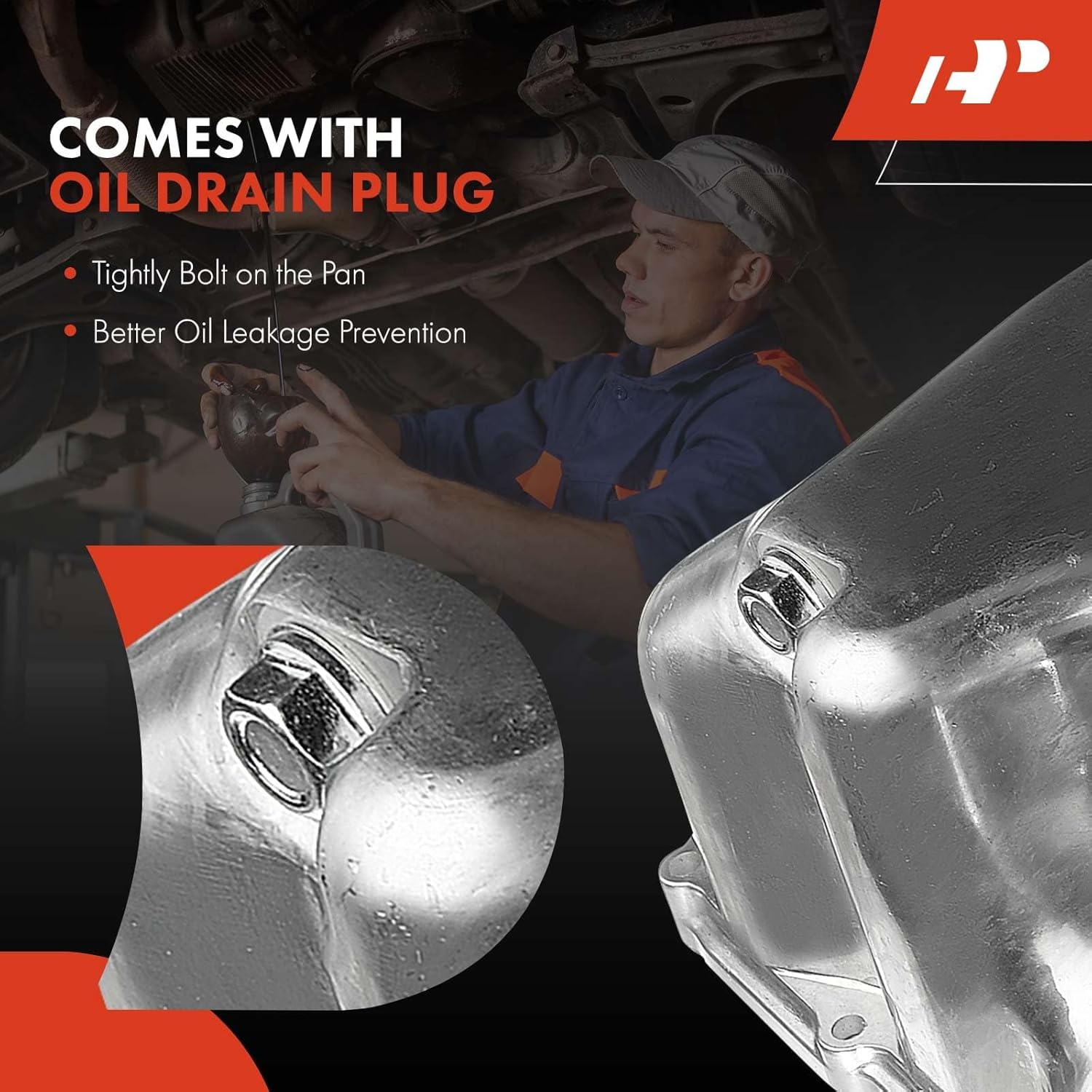 A-Premium Engine Oil Pan Sump with Drain Plug Compatible with Acura CL 2001-2003 3.2L, MDX 2001-2002 3.5L, TL 2002-2003 3.2L, Honda Pilot 2003-2004 3.5L