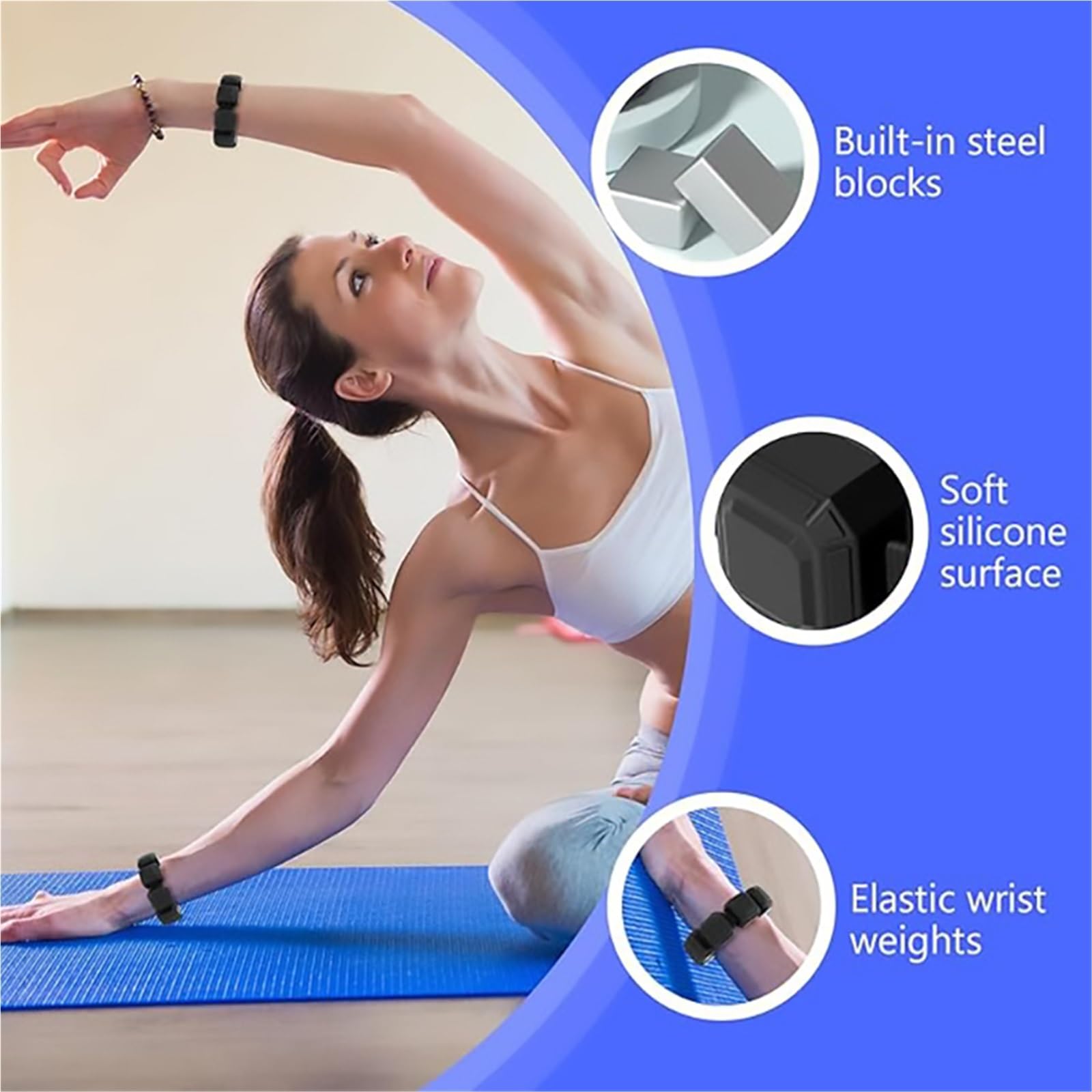 Pesas Para Tobillos Pulsera de silicona con pesas, 1 par, ligera, for muñecas y tobillos, con elástico, ideal for caminar y correr.