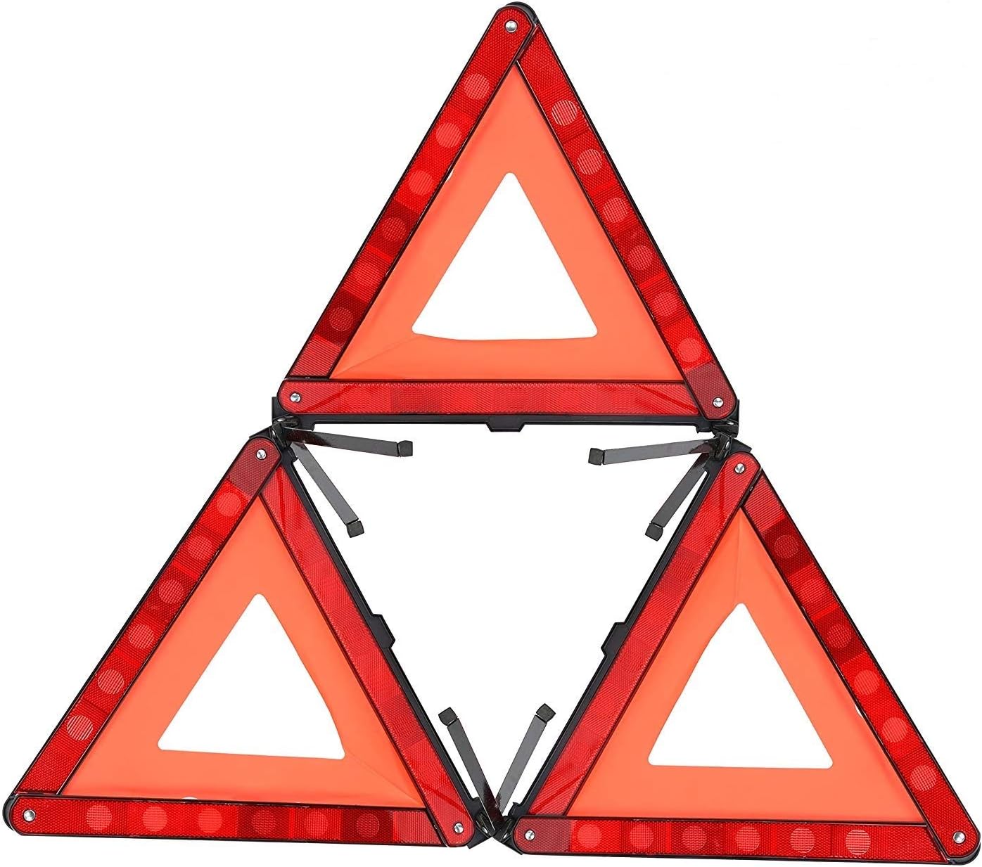 YaeKoo Triple Warning Triangle in Storage Case Foldable Emergency Warning Triangle Reflector Safety Triangle Kit, Foldable Reflective Car Roadside Safety Warning Sign, 3-Pack