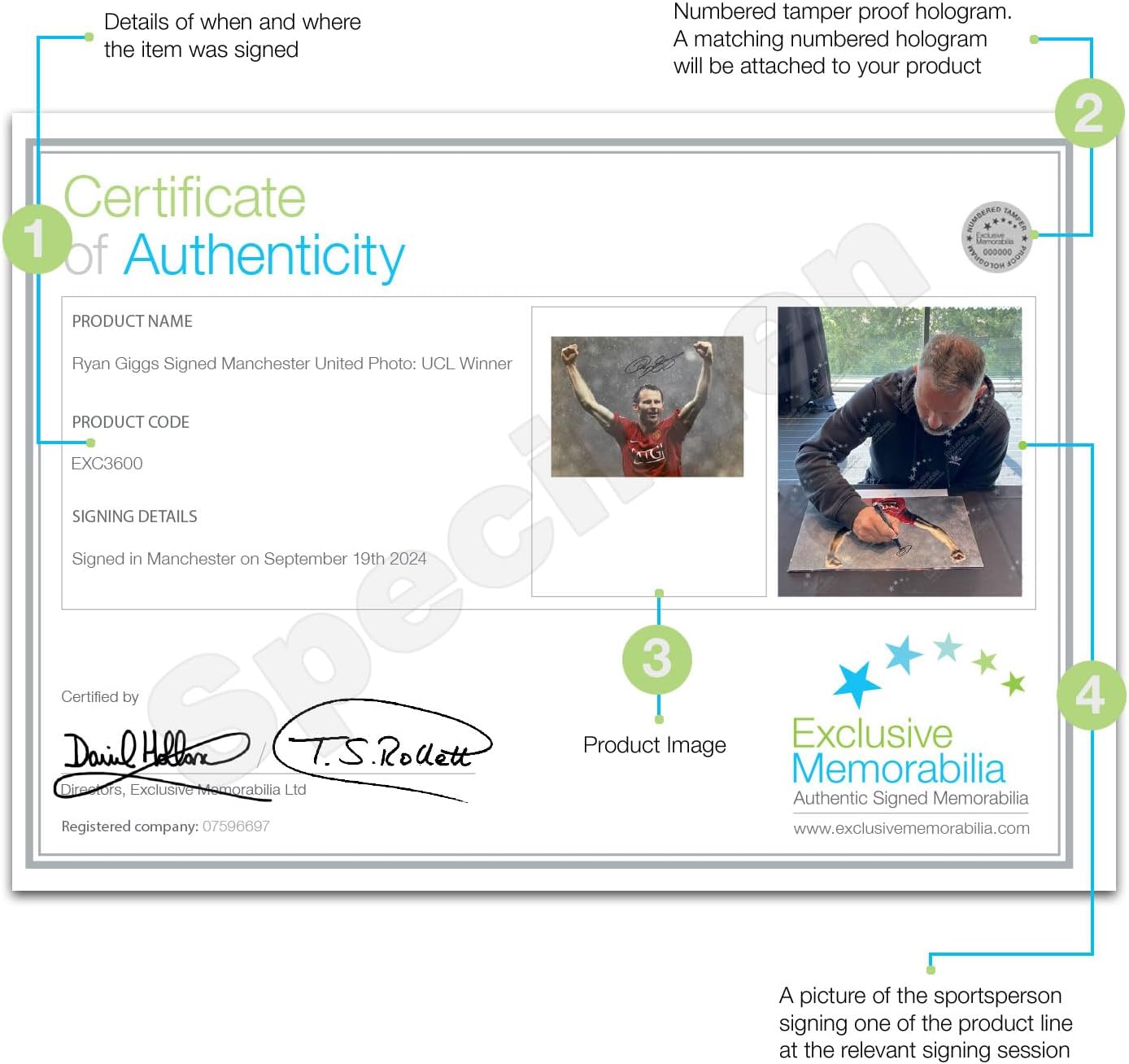 Exclusive Memorabilia Ryan Giggs Signed Manchester United Soccer Photo: UCL Winner