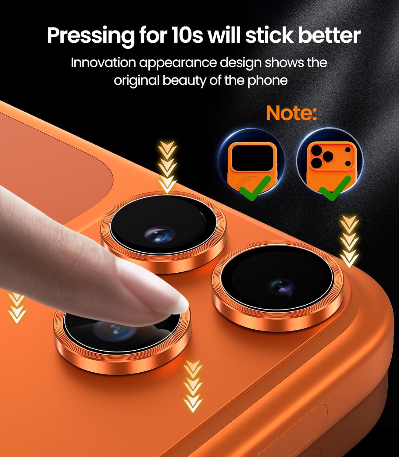 iGluz 反射防止カメラレンズプロテクター iPhone 17 Pro Max用 オレンジ 2枚パック