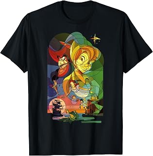 Peter Pan Captain Hook Stained Glass Graphic T-Shirt T-Shirt