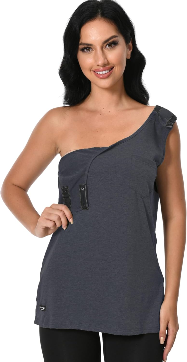 Post Surgery Tank Tops Shirts Shoulder Arm Broken Breast Recovery Clothing Snap Open Sleeveless Shirt Unisex Size - Image 6