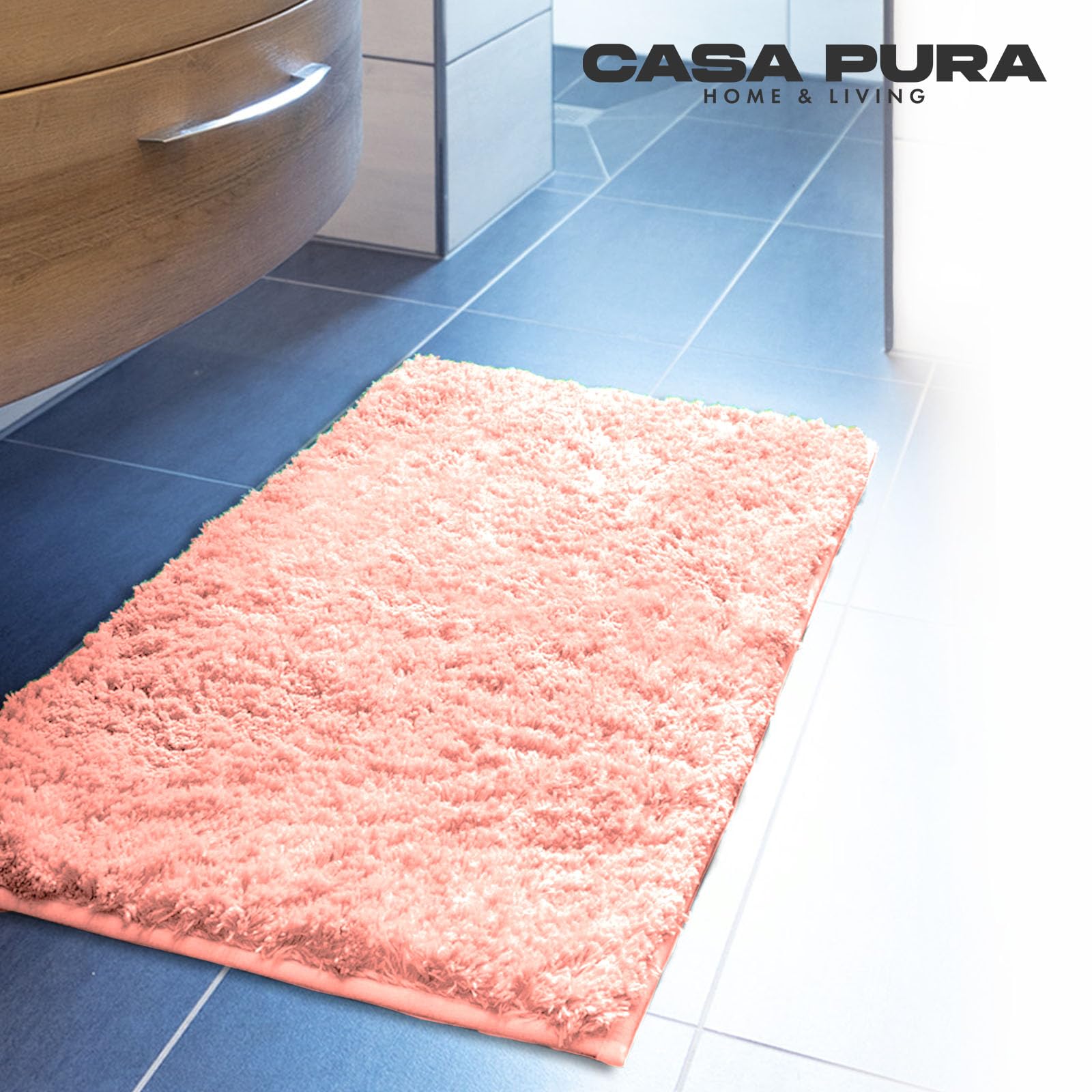 Spirella badkamer vloer kleedje/badmat tapijt - hoogpolig en luxe uitvoering - beige - 40 x 60 cm - Microfiber | Fun en Feest