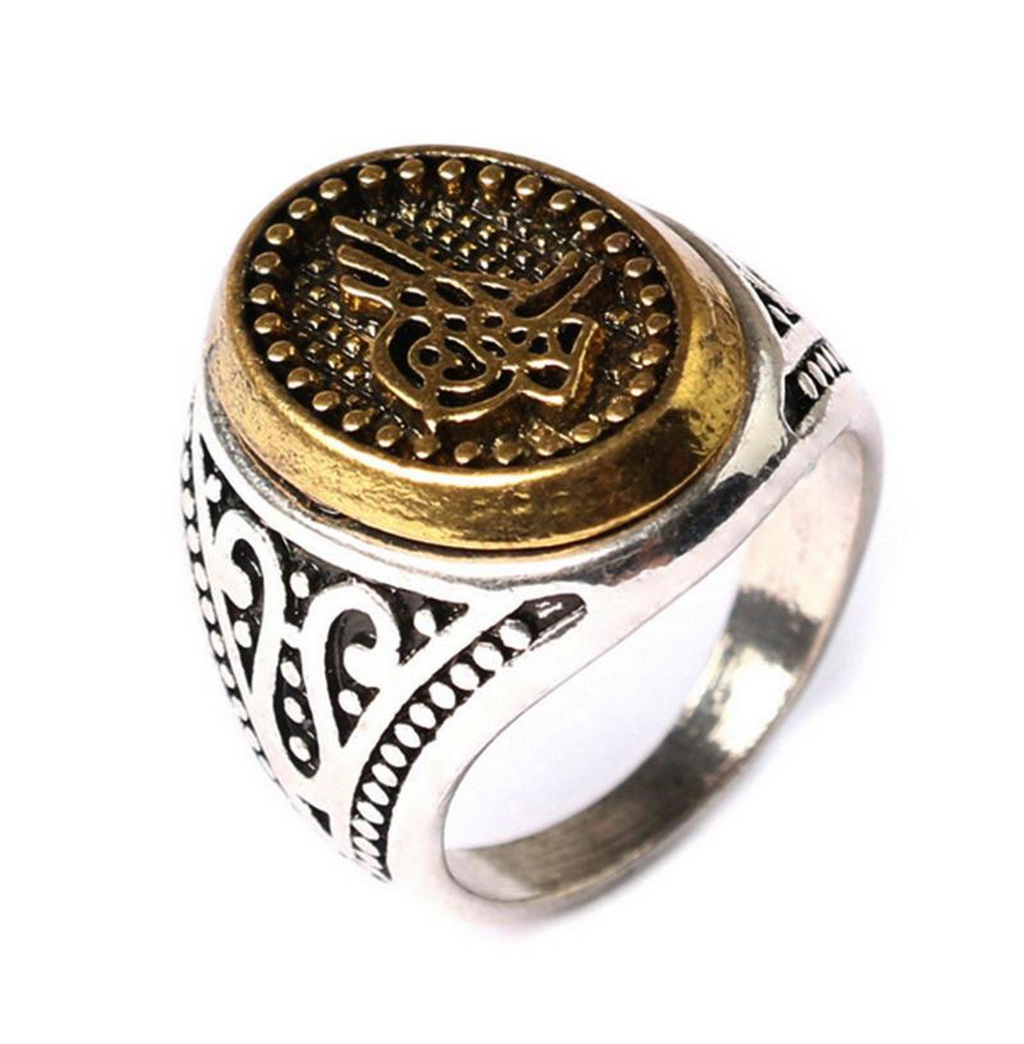 Retro Fashion Gold AND Silver Doulble Color Alloy Ring Golden Bird Face Men Ring prong setting Men Jewelry A-0824