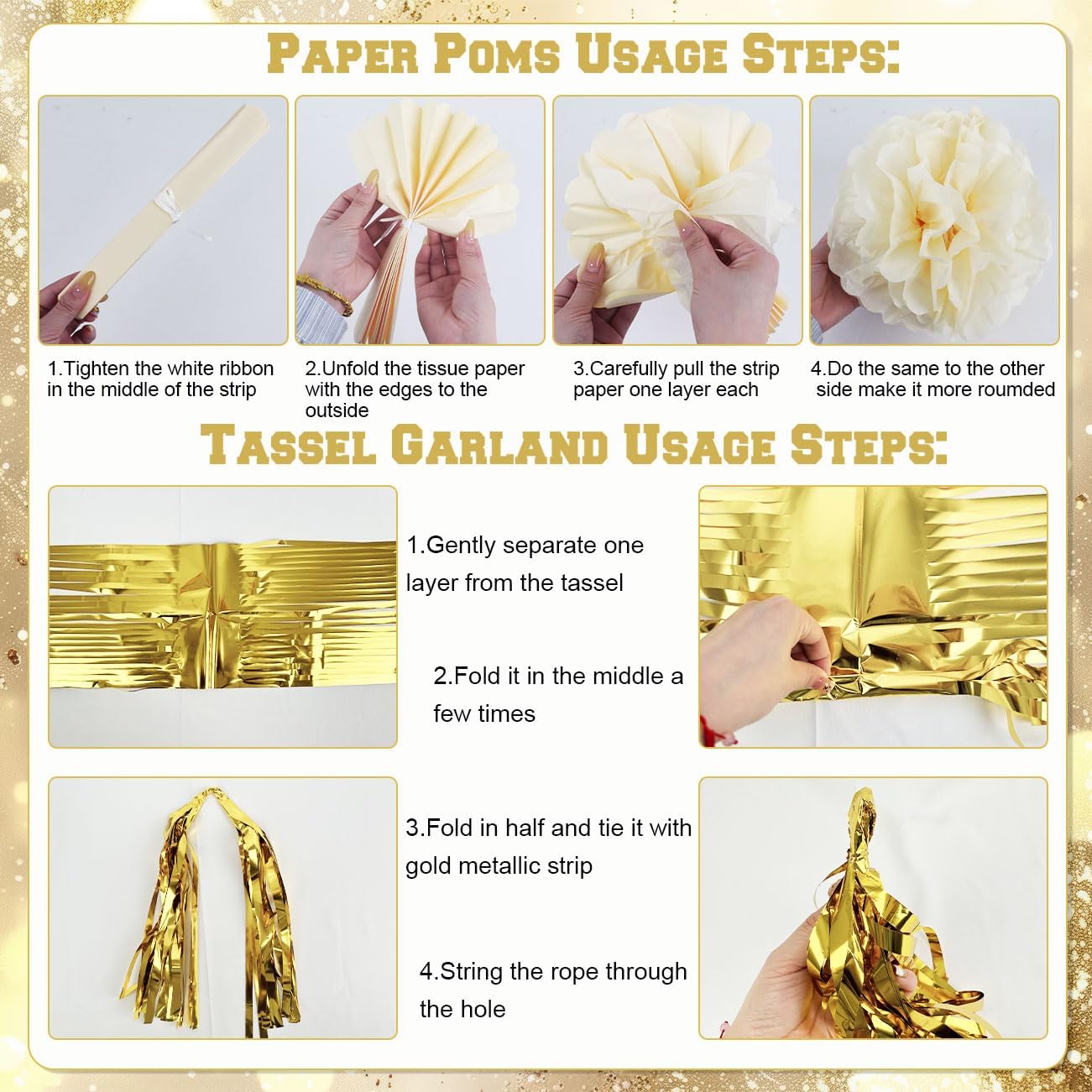 Bridal Shower Decorations 69PCS Champagne Gold Bachelorette Party Decorations Included 40INCH BRIDE Balloons Love Laughter Happily Ever After Banner Bride To Be Sash Veil for Bridal Shower Decor - Image 6