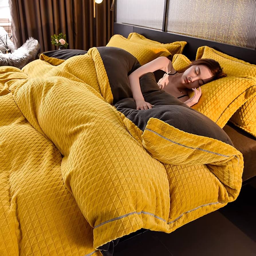 Amazon｜マイクロファイバー布団セット,厚手のフランネル4本寝具