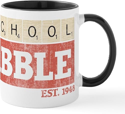 Miniatura 110 de CafePress Scrabble Champion - Taza de café de cerámica (11.0 fl oz) 2-Blanco/Negro Interior - Scrabble Champion,Blanco - Logo,Blanco - Logo