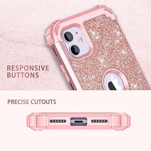 Miniatura 6 de LONTECT Funda para iPhone 11 Pro Max con purpurina brillante 3 en 1, a prueba de golpes, resistente, cuerpo completo, resistente funda protectora