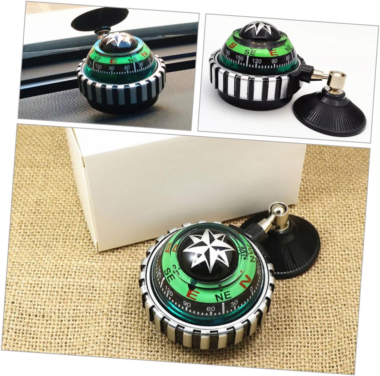 2pcs Abs Car Compass Ball with Strong Suction Cup Adjustable Dash Mount for Vehicle Boat Truck Navigation Direction Guide Automotive Compass