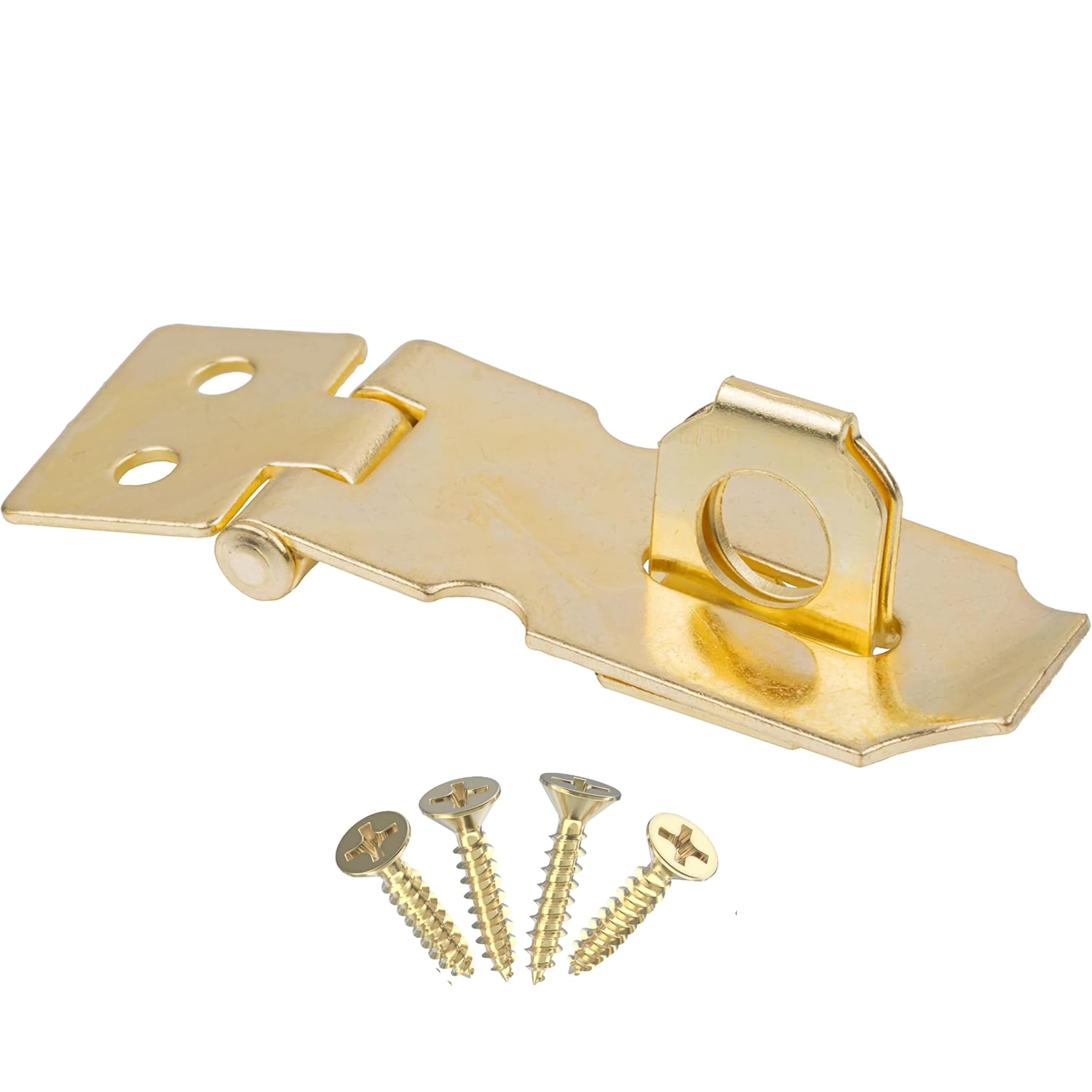 Polished Brass Finished Steel Hasp Set - 1 1/2" x 3/4" - Antique Modern Furniture Drawers Cabinet Doors Chest Box Lids Padlock | H40-C753-1-image-43
