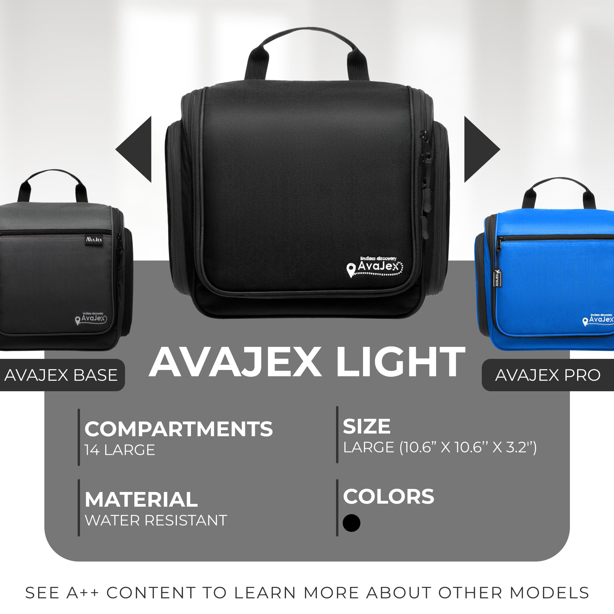 Neceser de viaje para hombres y mujeres, organizador grande de artículos de tocador colgante, bolsa de higiene impermeable con gancho giratorio de metal XXL, con cremalleras resistentes y 19