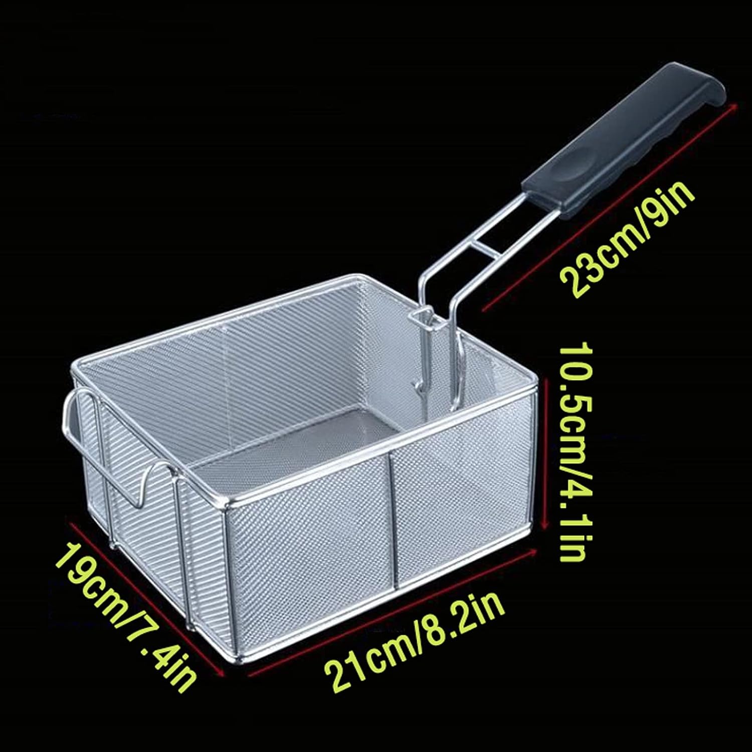 TOMYEUS French Fry Chips Baskets Commercial Frying Basket Stainless Steel French Fries Basket Rectangular Snack Fry Strainer for French Fries, Chicken Nuggets Kitchen Cooking Tools