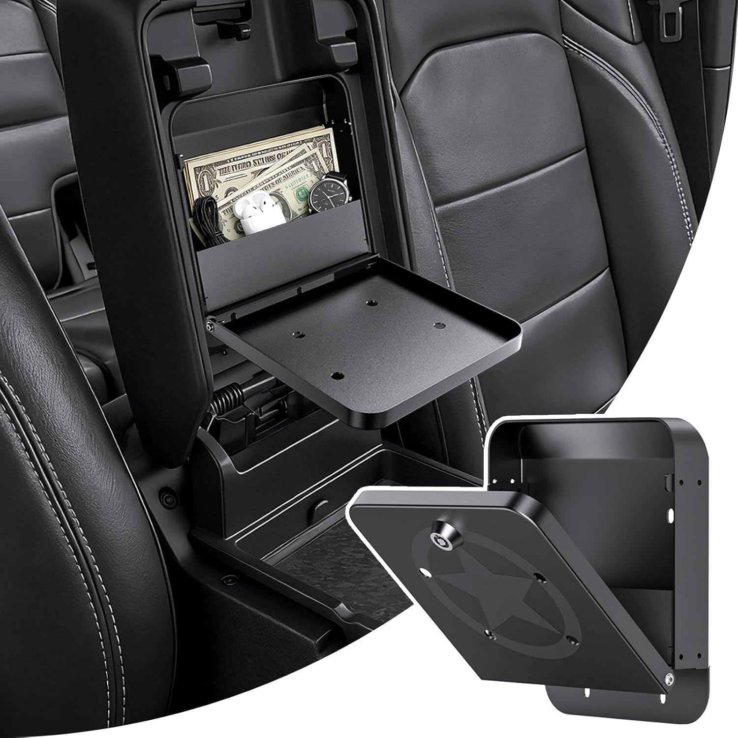 Metal Center Console Hidden Organizer for Jeep Wrangler JL JLU 2018-2026 & Gladiator JT 2020 2021 2022 2023 2024 2025 2026 Accessories Armrest Hidden Center Console Storage Box W/Keys, Star