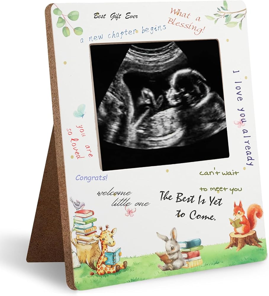 Serencatcher Storybook Baby Shower Sign Picture Frame, A New Chapter Begins Baby Shower Decor Sonogram Signature Frame Ultrasound Picture Frame for Pregnancy Keepsake Gifts 4.5x5.3in Photo — 사진 1