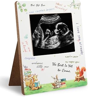 Serencatcher Storybook Baby Shower Sign Picture Frame, A New Chapter Begins Baby Shower Decor Sonogram Signature Frame Ultrasound Picture Frame for Pregnancy Keepsake Gifts 4.5x5.3in Photo