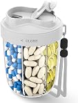Pill Organizer,Supplement Organizer with 7 Compartments,Anti-Mix Medicine Organizer,with Wide Openings Design,Easy to Use,Pill Case Includes 20 Pcs Labels, Pill Dispenser (Black)
