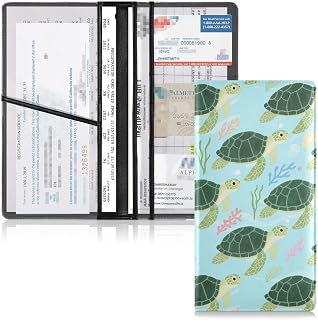 ALAZA Coastal Sea Turtle Coral Car Registration and Insurance Card Holder Vehicle Glove Box Car Organizer Driver License Documents Holder Waller Case Organizers