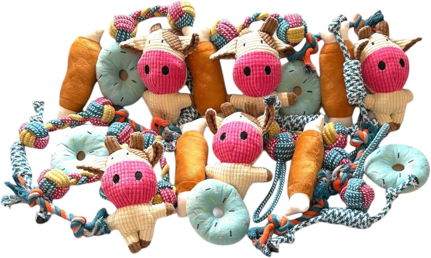 Bulk Dog Toys 35 PCS Wholesale Plush Squeaky & Rope Chew Toys for Small Medium Dogs