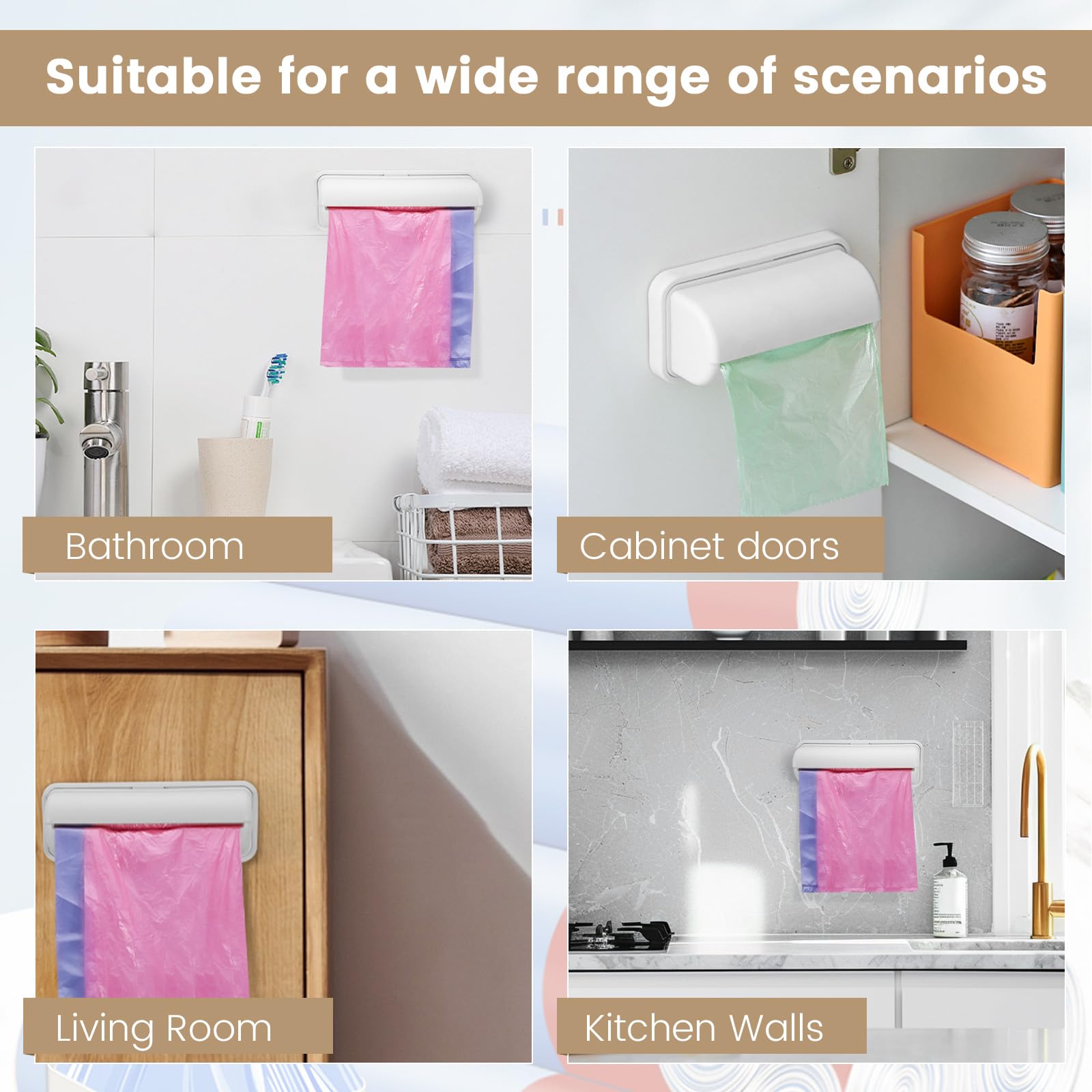 Distributeur De Sacs Poubelle Mural - Organisateur Pour Rouleaux De Sacs, Pour Placard, Cuisine, Salle De Bain, Appartement