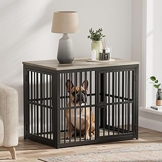 Lyromix 33'' Dog Crate Furniture with 3 Doors,Wooden Crate End Table Heavy Duty Indoor