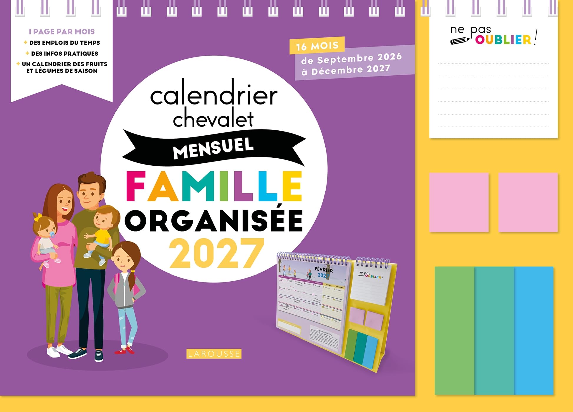 Calendrier chevalet mensuel Famille organisée 2027