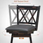 COSTWAY Bar Stool Set of 2, 360 ° Swivel Bar Height 29.5 inch Bar Stool with Foot Rest Upholstered Cushion & Ergonomic Backrest, Sturdy Frame, for Pub, Restaurant, Home (2, Black + Grey)