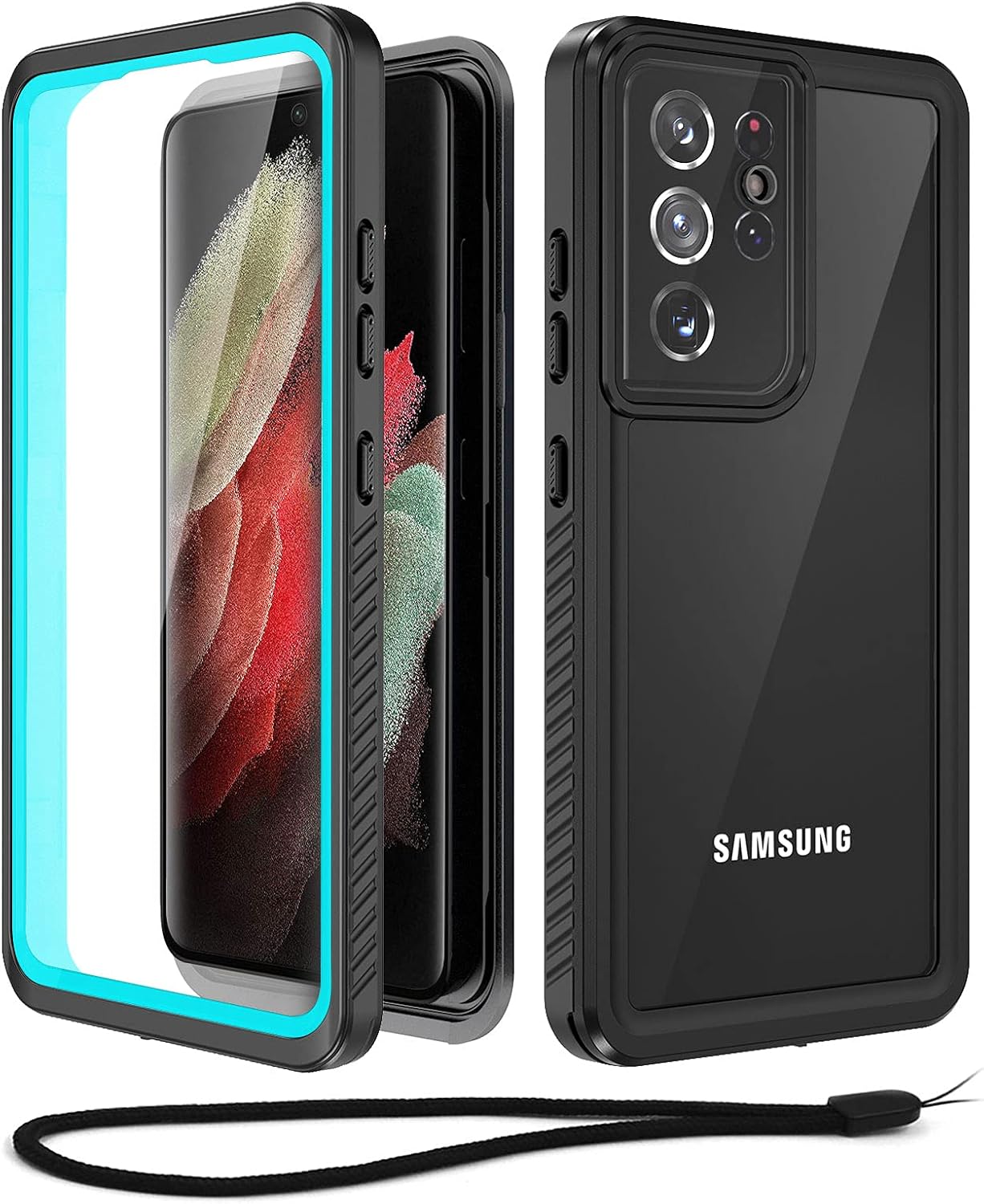Beasyjoy Samsung Galaxy S21 Ultra Case IP68 Waterproof Case with Built-in Screen Protector, Full Body Protective Shockproof Dustproof Military Tough Clear Cover for Galaxy S21 Ultra 5G 6.8 Inch, Blue