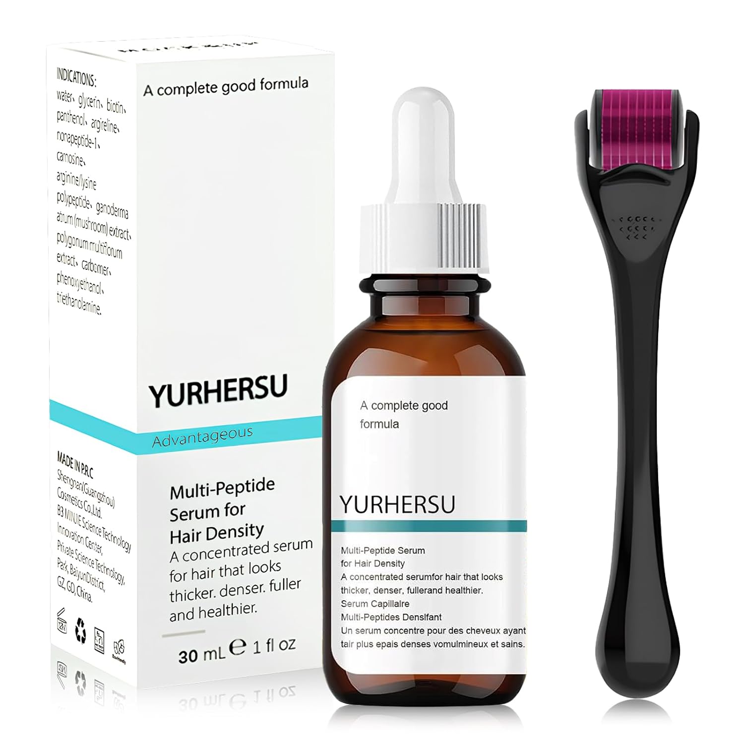 Multi-Peptide Serum for Hair Density Hair Growth Serum with 0.25 mm Roller Multi-Peptides Suitable for Hair Growth for Thinning Hair and Hair Loss