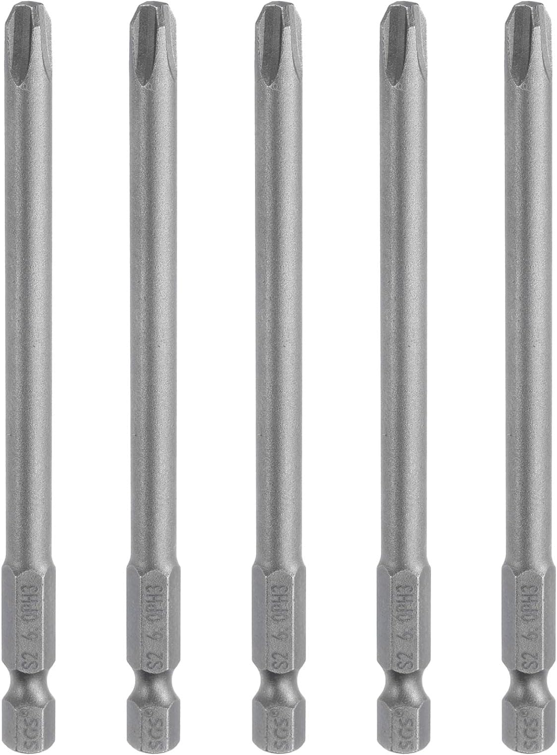 5pcs #3 Phillips Screwdriver Bit PH3 1/4" Hex Shank 4" (100mm) Long Magnetic S2 Steel Industrial Grade Screw Driver Bit Cross Head Electric Drill Bits 0.236" (6mm) Rod