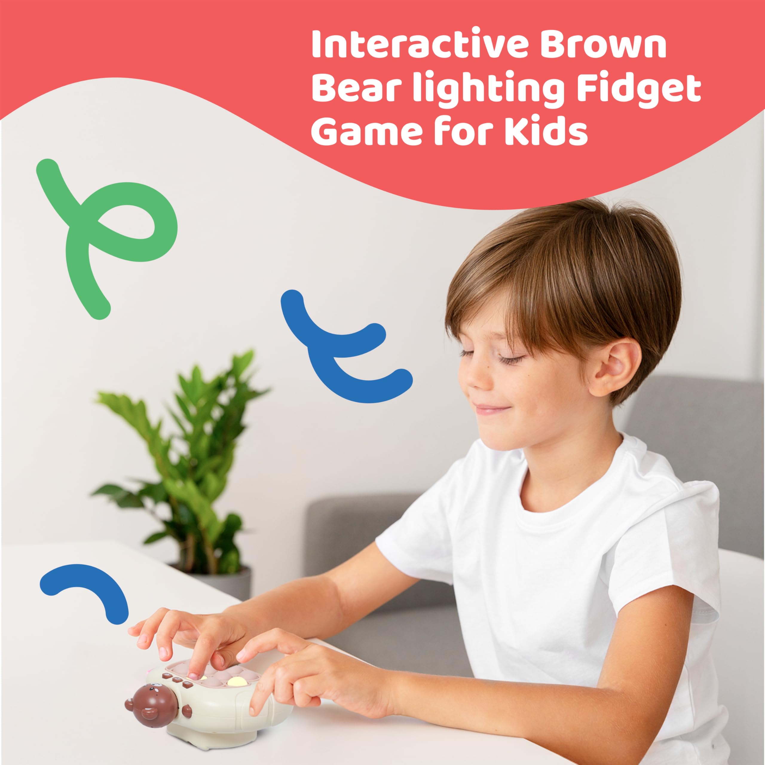 Dazmers Electronic Pop it Game - Puzzle Pop Fidget Game(Brown Bear) - Quick, Lighted Fidget Popper with Sounds - Stress-Reliever and On-The-Go Sensory Entertainment - 4.7Lx2.4Wx5.1H-Inch