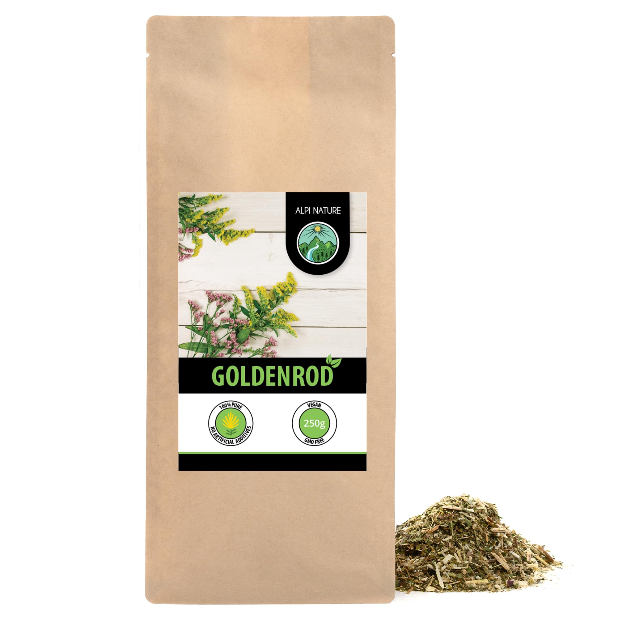 Alpi NatureGoldenrod Tea 250g 8.8 oz, Dried and Cut Golden Rod Herb, Goldenrod Loose Tea