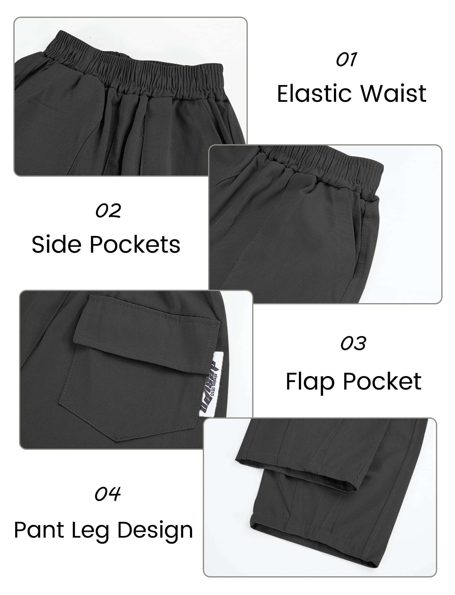 Happy Cherry - Pantaloni cargo Baggy ragazzi adolescenti pantaloni lunghi cotone elastico vita bambini pantaloni casual streetwear gamba larga con grandi tasche per estate primavera autunno inverno -