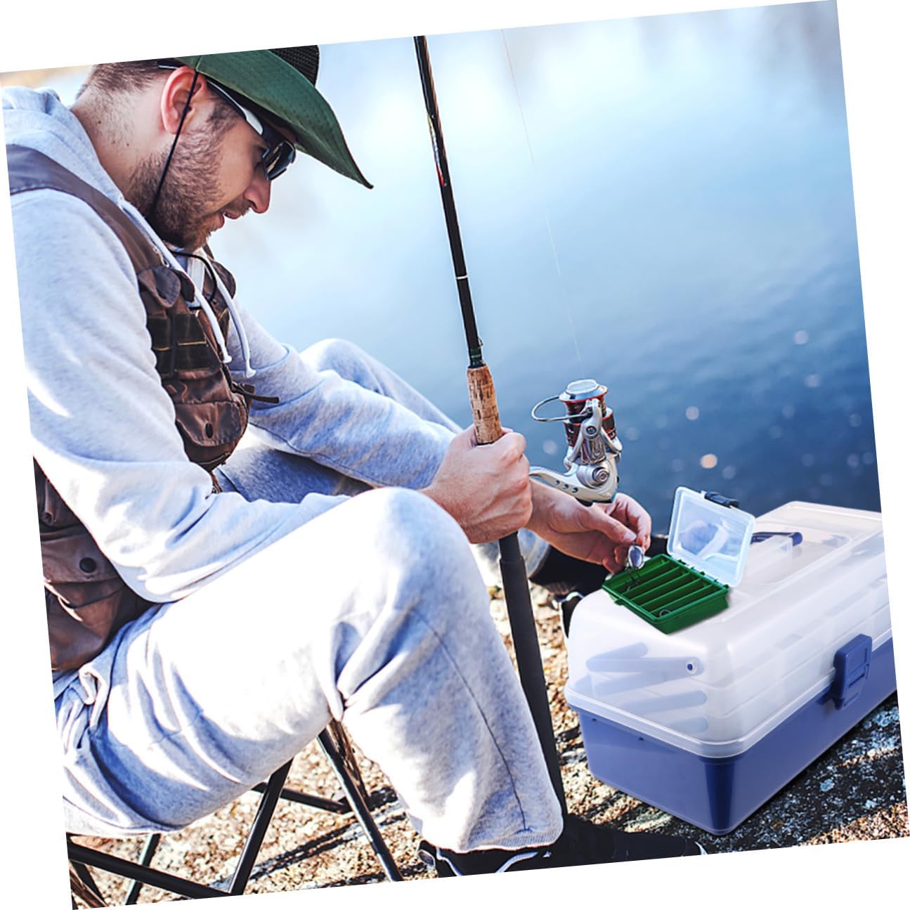 Vaguelly Portable Fishing Tackle Organizer Box 4-layer Fishing Storage Container and Accessories