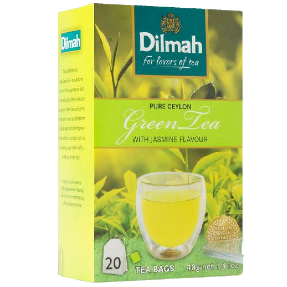 Dilmah Pure Ceylon Jasmine Flavored Green Tea 20 Tea Bags Finest Sri Lankan