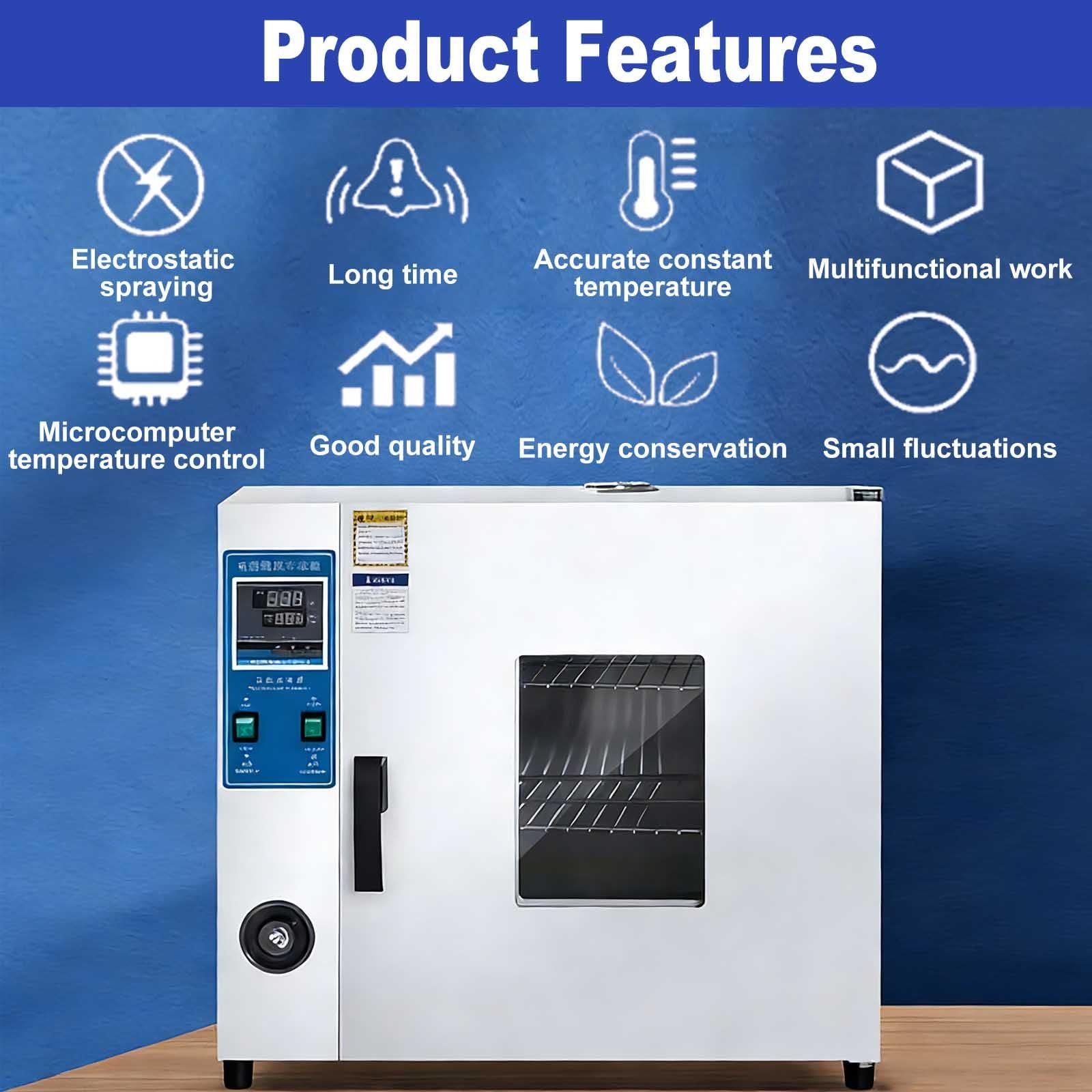 Hornos De Secado Al Vacío, Hornos De Secado Por Aire De Temperatura Constante De 16l/43l, Diseño De Doble Velocidad, Capa De Aislamiento Engrosada,Adecuados Para Producción E Investigación. 43L